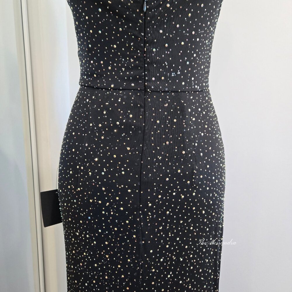 Lulus Black Rhinestone Maxi Dress Small New With Tags Missing Some Rhinestones - Picture 14 of 16